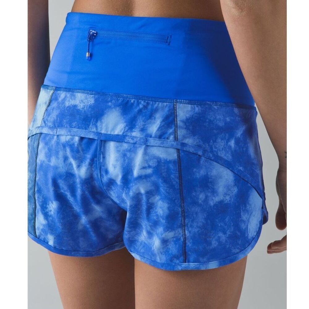 Lululemon SPEED tidal trip blue Lined Run Gym yoga SHORTS sz 6